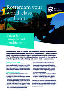 Rotterdam your world-class coal port Center for European coal transhipment