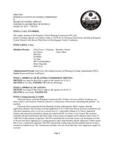 MINUTES KINGMAN COUNTY PLANNING COMMISSION & BOARD OF ZONING APPEALS THE REGULAR MEETING OF MONDAY October 28, 2013 – 7:00 P.M.