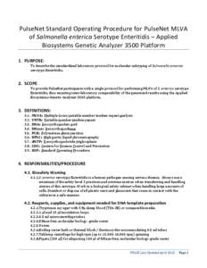 LABORATORY STANDARD OPERATING PROCEDURE FOR PULSENET MLVA OF SALMONELLA ENTERICA SEROTYPE ENTERITIDIS – APPLIED BIOSYSTEMS GENETIC ANALYZER 3500 PLATFORM