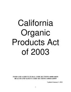 CALIFORNIA DEPARTMENT OF FOOD AND AGRICULTURE