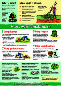 Organic gardening / Sustainable gardening / Composting / Permaculture / Water conservation / Mulch / Living mulch / Lawn mower / Grasscycling / Sustainability / Environment / Agriculture