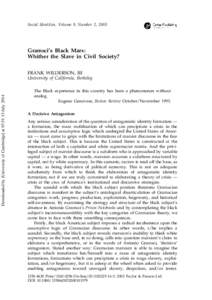 Social Identities, Volume 9, Number 2, 2003  Gramsci’s Black Marx: Whither the Slave in Civil Society?  Downloaded by [University of Cambridge] at 07:51 13 July 2014