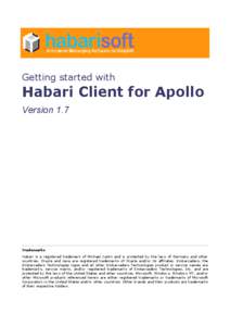 Getting started with  Habari Client for Apollo Version 1.7  Trademarks