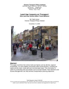 "Land Use Impacts on Transport," a paper by the Victoria Transport Policy Institute (2005)