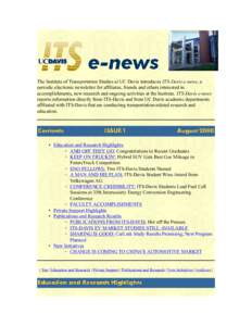 ITS-Davis e-news, Issue 1