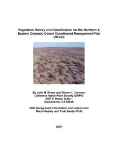 Vegetation Survey for the Northern & Eastern Colorado Desert Coordinated Management Plan