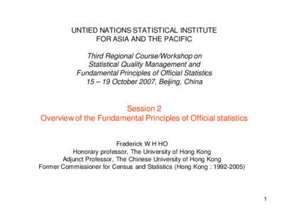 Overview of the Fundamental Principles of Official statistics