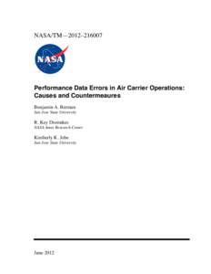 NASA/TM—2012–[removed]Performance Data Errors in Air Carrier Operations: Causes and Countermeaures Benjamin A. Berman San Jose State University