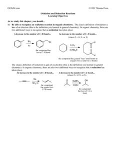 OCHeM.com  ©1999 Thomas Poon Oxidation and Reduction Reactions Learning Objectives