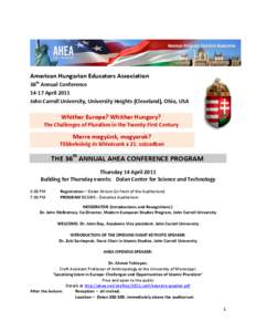      American Hungarian Educators Association 36th Annual Conference 