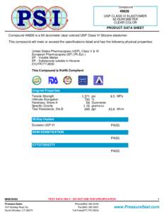 Compound[removed]USP CLASS VI ELASTOMER 60 DUROMETER CLEAR COLOR