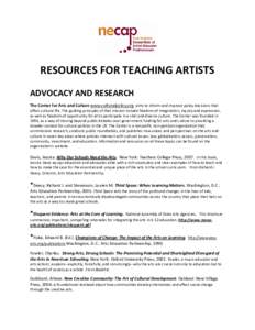 Americans for the Arts / Music education / Teaching artist / Arts integration / The Center for Arts Education / Education / Art education / Knowledge