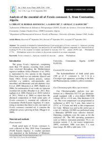 Int. J. Med. Arom. Plants, ISSN 2249 – 4340  SHORT COMMUNICATION
