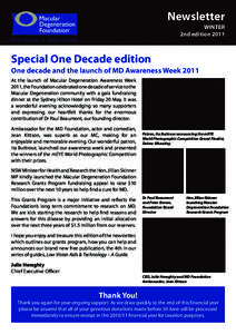 Newsletter WINTER 2nd edition 2011 Special One Decade edition