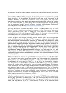 SUBMISSION FROM THE INTER-AMERICAN INSTITUTE FOR GLOBAL CHANGE RESEARCH  Further to FCCC/SBSTA[removed]paragraphs 47 a-f, inviting research organizations to regularly inform the SBSTA on developments in research activitie