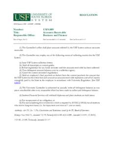 REGULATION  √USF System □ USF □ USFSP □ USFSM Number: Title: