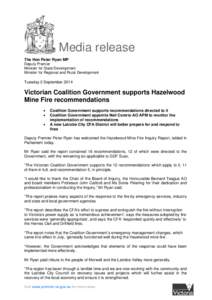Microsoft Word[removed]Ryan - Victorian Coalition Government supports Hazelwood Mine Fire recommendations