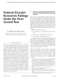 Copyright © 2010 Environmental Law Institute®, Washington, DC. reprinted with permission from ELR®, http://www.eli.org, Federal Circuit’s Economic Failings Undo the Penn Central Test