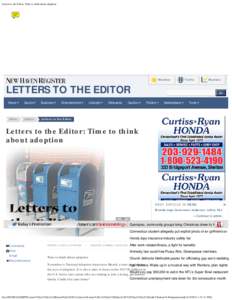 Letters to the Editor: Time to think about adoption