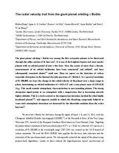 The radial velocity trail from the giant planet orbiting τ Boötis Matteo Brogi1, Ignas A. G. Snellen1, Remco J. de Kok2, Simon Albrecht3, Jayne Birkby1 and Ernst J. W. de Mooij1,4