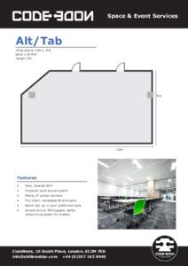 Space & Event Services  Alt/Tab dimensions 16m x 9m area 114.4m2 height 3m