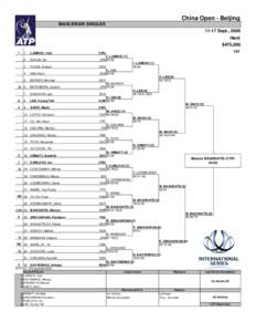 China Open - Beijing MAIN DRAW SINGLES[removed]Sept., 2006