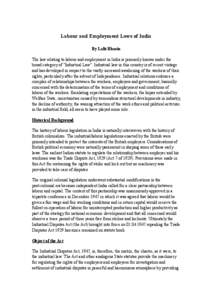 Labour and Employment Laws of India By Lalit Bhasin The law relating to labour and employment in India is primarily known under the broad category of 