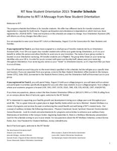 Association of Independent Technological Universities / Middle States Association of Colleges and Schools / Rochester Institute of Technology / National Technical Institute for the Deaf / Student affairs / Student orientation / Kate Gleason College of Engineering / Monroe County /  New York / New York / Education