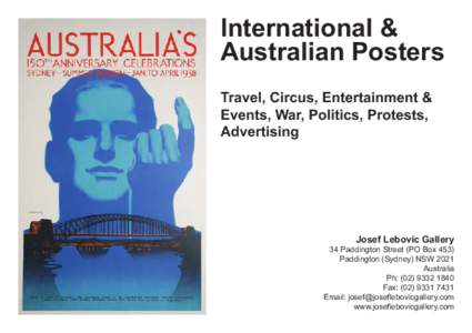 International & Australian Posters Travel, Circus, Entertainment & Events, War, Politics, Protests, Advertising