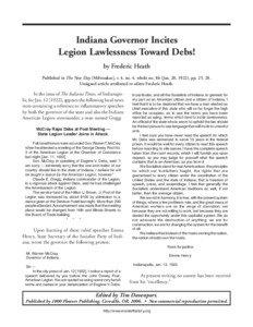 Democratic socialists / Eugene V. Debs / Frederic Heath / American Legion / Indiana / Industrial Workers of the World / Socialist Party of America / Politics of the United States / Socialism / United States