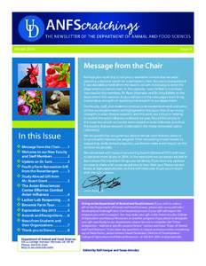 WinterIssue 9 Message from the Chair Perhaps you recall that in last year’s newsletter I wrote that we were