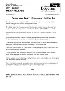 Microsoft Word - MEDIA RELEASE - Temporary beach closures protect turtles