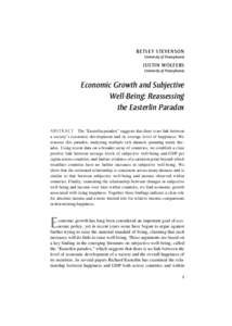 Behavior / Ethics / Welfare economics / Economic indicators / Socioeconomics / Easterlin paradox / Richard Easterlin / Positive psychology / Gross domestic product / Happiness / Mind / National accounts