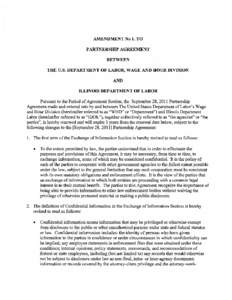 AMENDMENT No 1. TO PARTNERSHIP AGREEMENT BETWEEN THE U.S. DEPARTMENT OF LABOR, WAGE AND HOUR DIVISION AND ILLINOIS DEPARTMENT OF LABOR