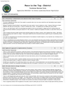 Technical Review Form  Race to the Top - District Technical Review Form Application #0634CA-1 for Animo Leadership Charter High School A. Vision (40 total points)