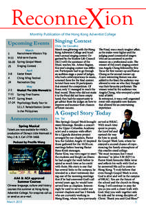 ReconneXion Monthly Publication of the Hong Kong Adventist College Upcoming Events March