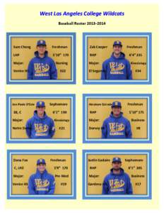 West Los Angeles College Wildcats Baseball Roster[removed]Sam Chong  Freshman