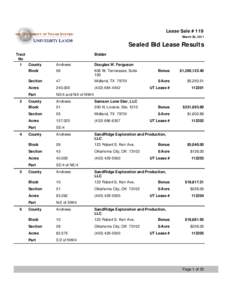 Lease Sale #119 March 30, 2011 Sealed Bid Lease Results Tract No