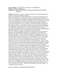 Grant Abstract for T15 HL69791 - Pimple, Kenneth D. Ph.D.