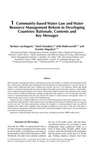 1  Community-based Water Law and Water Resource Management Reform in Developing Countries: Rationale, Contents and Key Messages