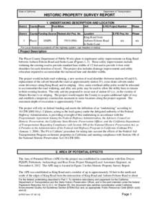 State of California  Department of Transportation HISTORIC PROPERTY SURVEY REPORT 1. UNDERTAKING DESCRIPTION AND LOCATION