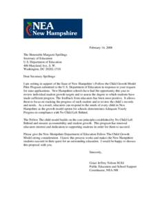 Education policy / No Child Left Behind Act / Margaret Spellings / Adequate Yearly Progress / New Hampshire / Standards-based education / Education / 107th United States Congress