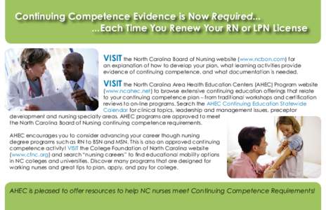 Continuing Competence Evidence is Now Required... 				 ...Each Time You Renew Your RN or LPN License VISIT  the North Carolina Board of Nursing website (www.ncbon.com) for