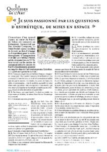 Le Quotidien de l’Art July 15, 2013, N° 420 Page 7 By Damien Sausset  