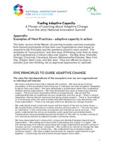    Fueling Adaptive Capacity: A Mosaic of Learning about Adaptive Change from the 2013 National Innovation Summit Appendix: