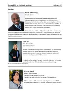 Energy 2030 on the Road: Las Vegas  February 19 Speakers Kelvin Atkinson (D)