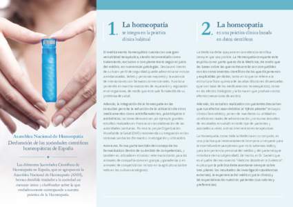 1.  Asamblea Nacional de Homeopatía Declaración de las sociedades científicas homeopáticas de España