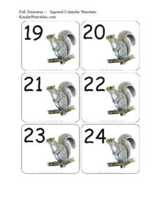 Fall Treasures :: Squirrel Calendar Numbers KinderPrintables.com Fall Treasures :: Squirrel Calendar Numbers KinderPrintables.com