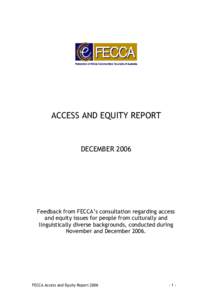 FECCA Submission to DIMA - Access and equity report