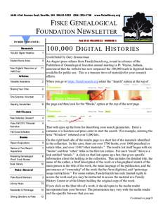 1644 43rd Avenue East, Seattle, WAwww.fiskelibrary.org FISKE GENEALOGICAL FOUNDATION NEWSLETTER